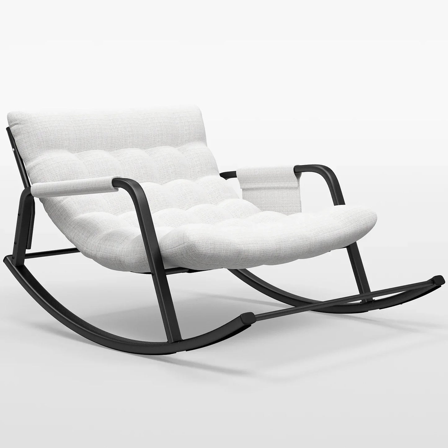 HomeZeer Grand Patio Rocking Chair with Cushion, Grand Papasan Chair Outdoor and Indoor, Oversize Papasan Rocking Chair for Living Room, Porch, Backyard, Beige