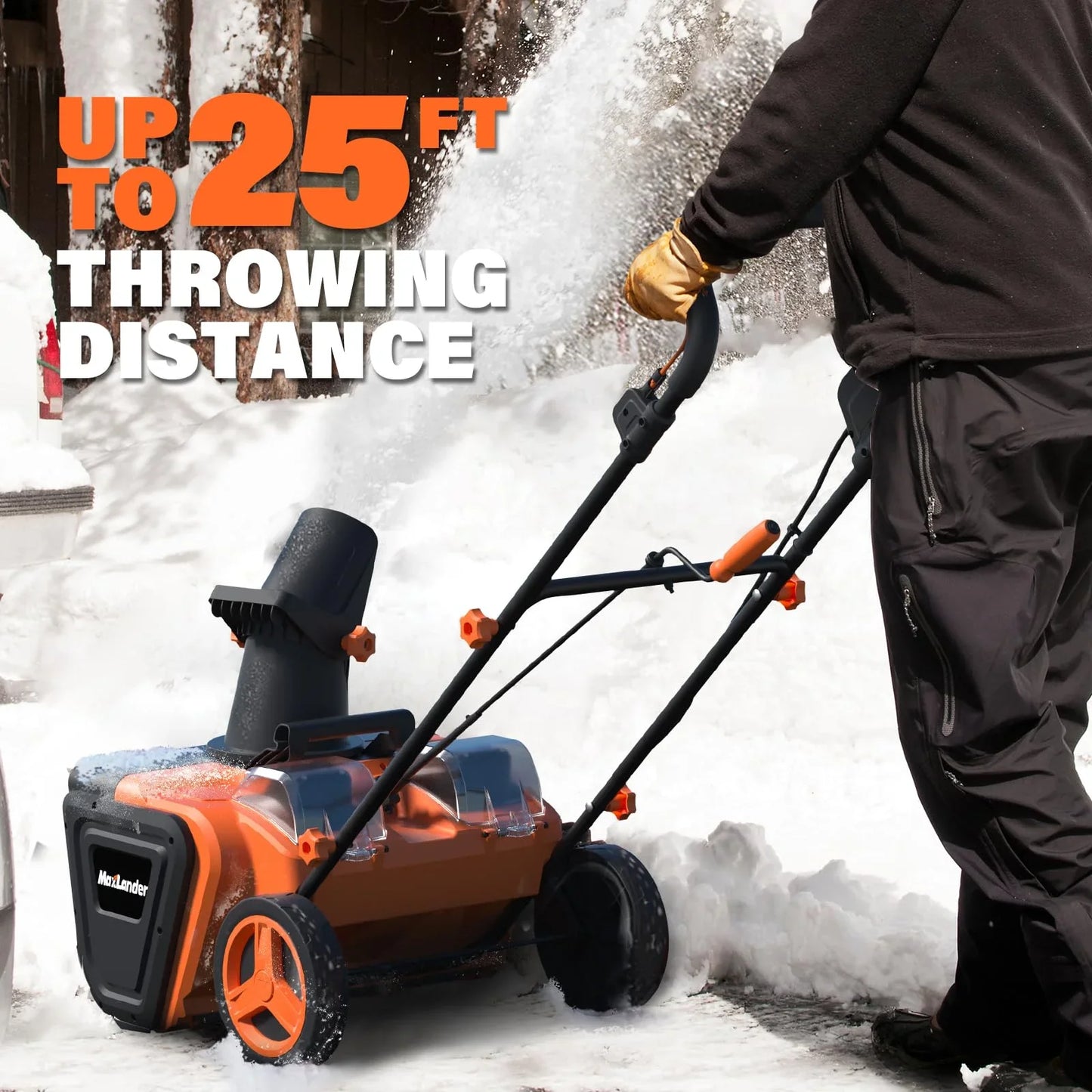 MAXLANDER Snow Blower Cordless, 40V 20-Inch Brushless Cordless Snow Blower with Dual LED Lights, 180¡ã Rotating Chute, Electric Snow Blower Battery Powered£¨2 x 4.0Ah Batteries and Charger Included£©