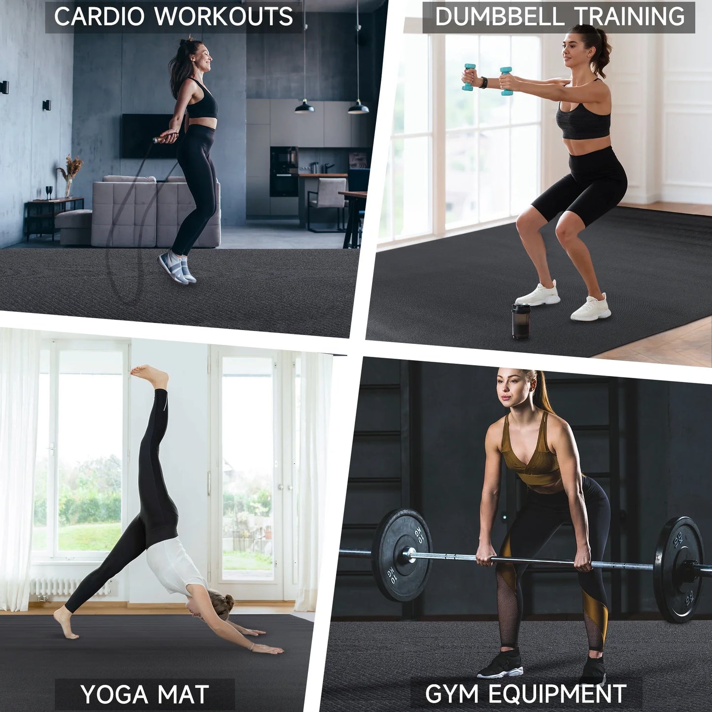 12x6 Ft Workout Mat,Osoeri 1/3-inch Thick Large Exercise Mat for Men and Women Fitness,Black Gym Mat for Yoga,Home Workout, Plyo, Cardio, Jump Rope, Weights