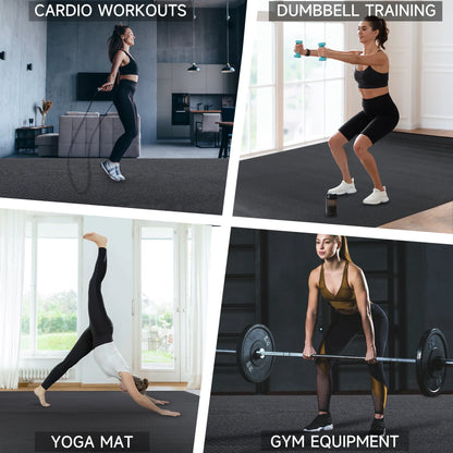 12x6 Ft Workout Mat,Osoeri 1/3-inch Thick Large Exercise Mat for Men and Women Fitness,Black Gym Mat for Yoga,Home Workout, Plyo, Cardio, Jump Rope, Weights