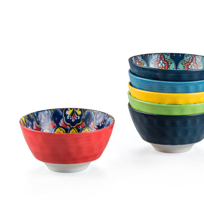 UNICASA Cereal Bowls 25 oz Colorful 7 In Ceramic Soup Bowls Set of 4 for Kitchen,Dishwasher & Microwave Safe- for Cereal,Soup,Oatmeal,Salad, Pasta