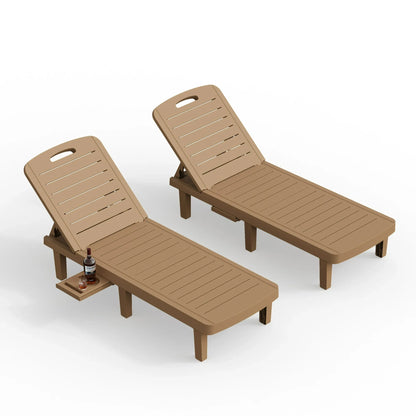 ECOPATIO Resin Adjustable Outdoor Chaise Lounges - Set of 2, Brown