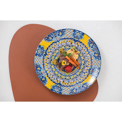 UNICASA Ceramic Dinner Plates Set of 6 - Multicolor Porcelain 8.7 Inch Flat Steak Pasta Pizza Bohemian Plate Home Party Restaurant Plate Scratch Resistant Microwave Oven and Dishwasher Safe