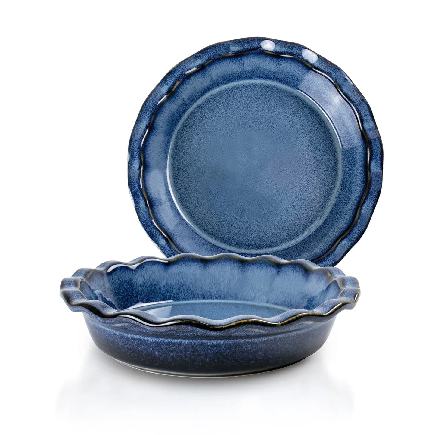 UNICASA Ceramic Pie Dish,10.75 Inch Stoneware Pie Pan,Baking Dish for Making Sweet and Savory Dishs(Blue)