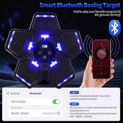 Intelligent Boxing Machine Exerciser with Gloves, Bluetooth and Music, Black