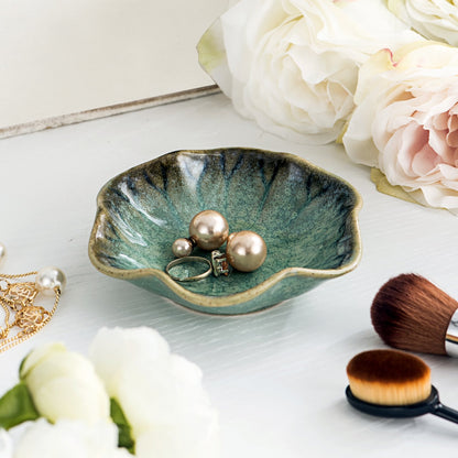 UNICASA Ceramic Lotus Jewelry Tray, Decorative Trinket Jewelry Dish Set of 4 for Rings Earrings Necklaces Bracelet Watch Keys, Birthday Mother's Day Christmas Gift for Women