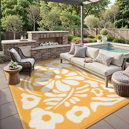 Lahome Outdoor Plastic Straw Rug-Waterproof Reversible Mat for Patio,Balcony,Deck,Backyard,Beach