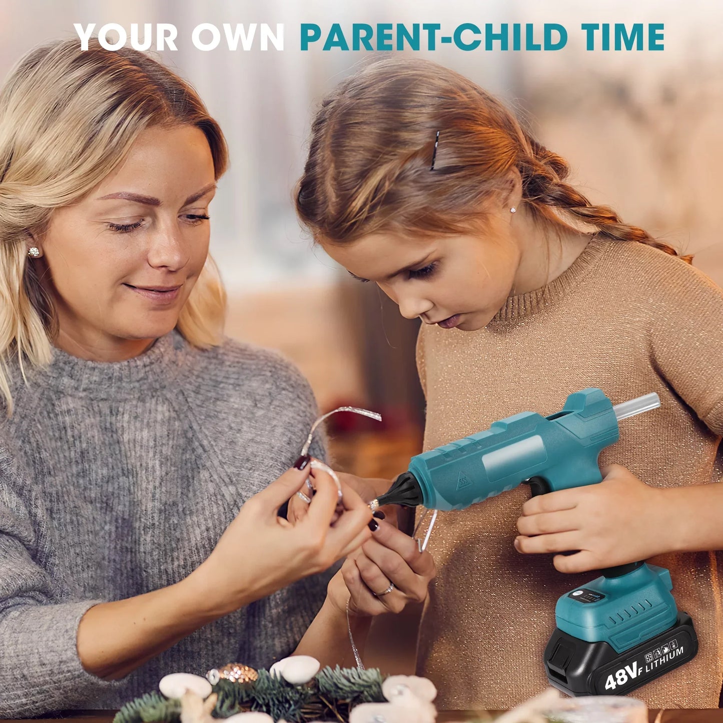 DOULAMI 100W Cordless Hot Glue Gun with 2.5A Battery and 40 Pcs Glue Sticks Perfect for Crafts U91