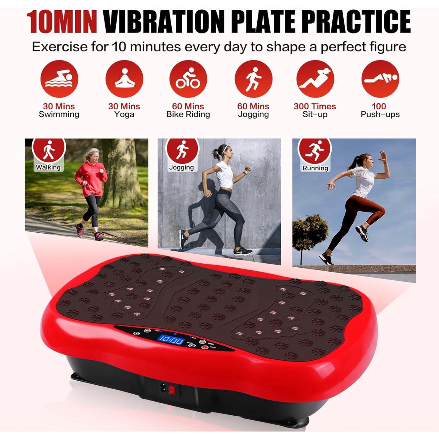 CATGOOD Vibration Plate, Vibration Board Exercise Machine for Lymphatic Drainage, Full Body Workout Vibrating Fitness Platform, Waver Stand for Weight Loss, Home Gym Equipment, Red