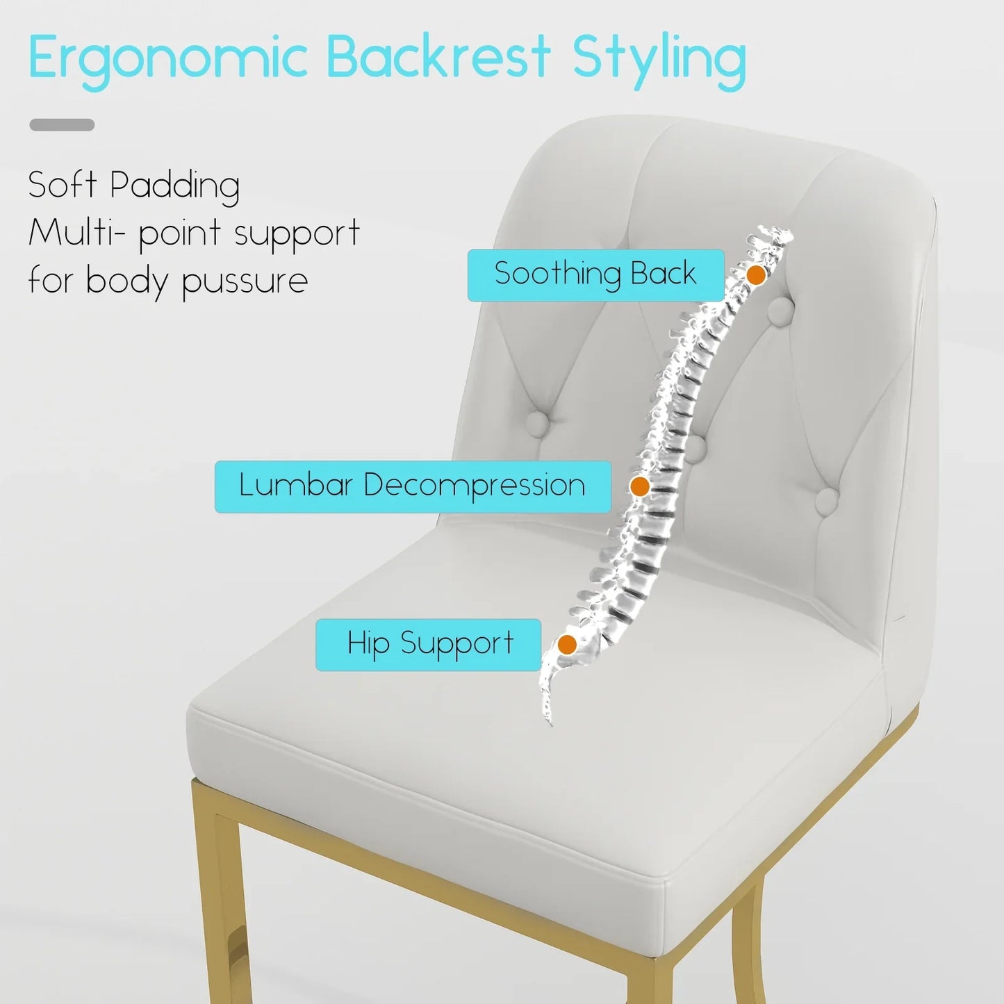 HomeZeer Counter Height Bar Stools Set of 4, Bar Stools with Back and Sliver Metal Frame, 24" Barstools with Footrest, Upholstered PU Leather Counter Stool Chairs for Kitchen Island,White