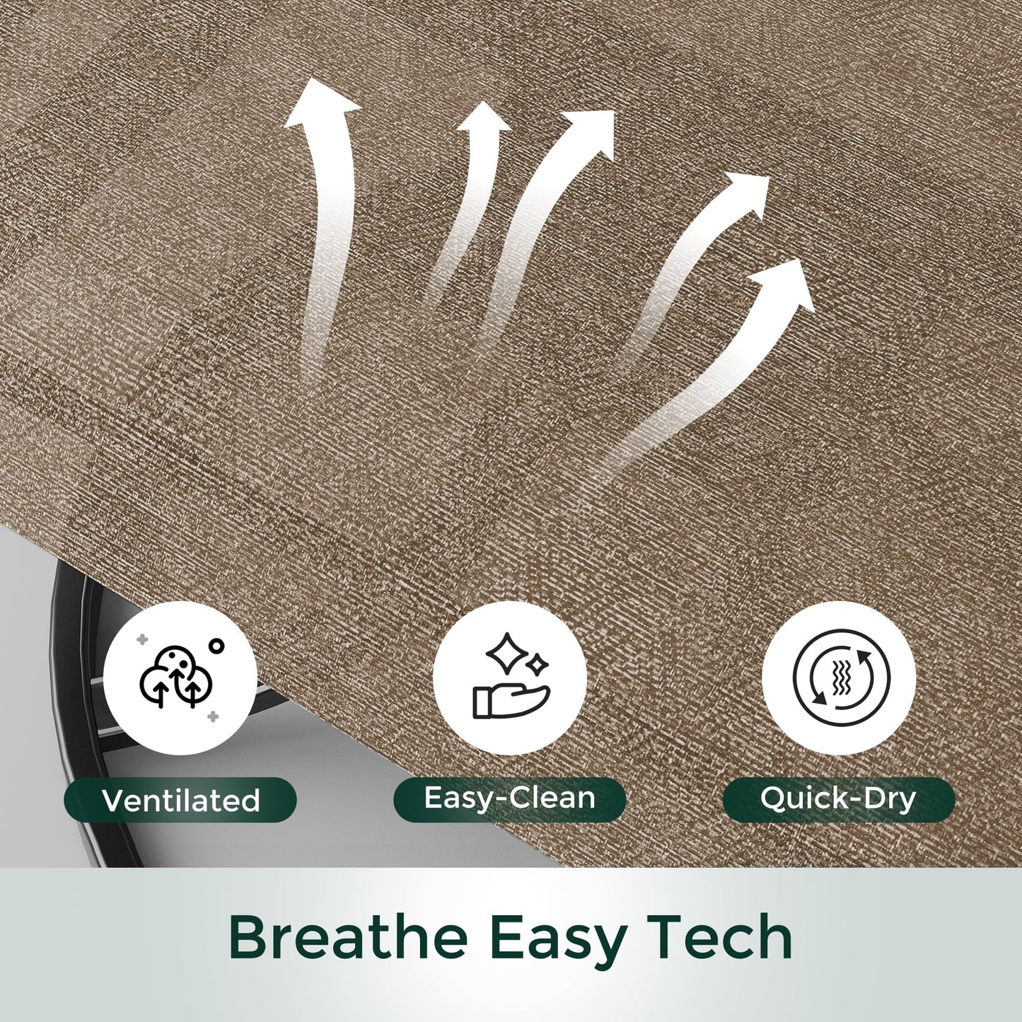 ECOPATIO Patio Swivel Chairs Set of 2, Outdoor Dining Chairs High Back All Weather Breathable Textilene Outdoor Swivel Chairs with Metal Rocking Frame for Lawn Garden Backyard Deck, Khaki