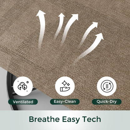 ECOPATIO Patio Swivel Chairs Set of 2, Outdoor Dining Chairs High Back All Weather Breathable Textilene Outdoor Swivel Chairs with Metal Rocking Frame for Lawn Garden Backyard Deck, Khaki