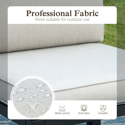 Poteban Aluminum Patio Furniture Set, Modern Metal Outdoor Patio Furniture, 8 Pieces Patio Conversation Sets with Side Table for Poolside, Deck, Gray