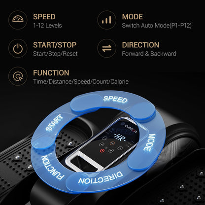 ALSO GO Under Desk Elliptical Machine, Mini Elliptical Machine for Seniors with Remote Control and Mat, 12 Speed Levels, Forward & Reverse Direction for Home Office