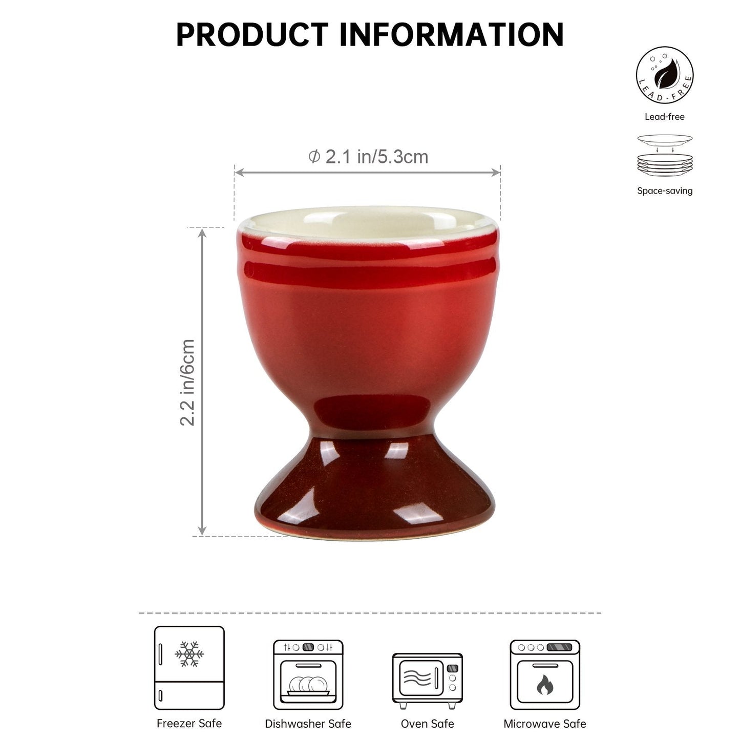 UNICASA Ceramic Egg Cups Set 6Pcs,Ceramic Colorful Egg Stand Holders for Hard Boiled Eggs Microwave & Dishwasher Safe