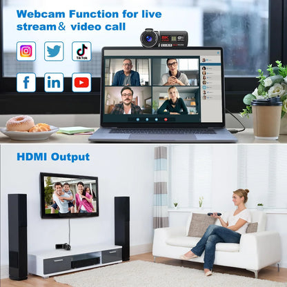 MARVUE 8K Video Camera 64MP 18X Digital Camera Video Camera for Youtube 3.0 inch Flip Screen Camcorder Vlogging Camera with 32GB SD Card, 2.4G Remote Control, Two Batteries and External Mic