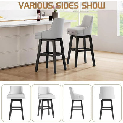 HomeZeer 26" Counter Height Bar Stools Set of 4, Low Back Modern Square Bar Stool, Upholstered Barstools Chairs for Kitchen Island, White