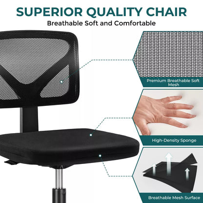 NicBex Adjustable Height Home Office Mesh Chairs with Lumbar Support and Universal Wheels for Work Study