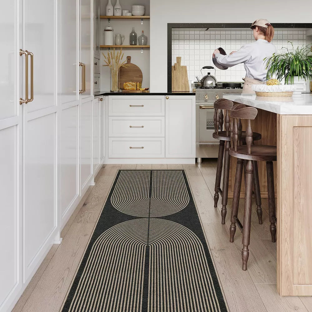 Lahome Modern Rainbow Jute Washable Outdoor Area Rug-Soft, Durable Carpet for Patio, Garden, or Balcony