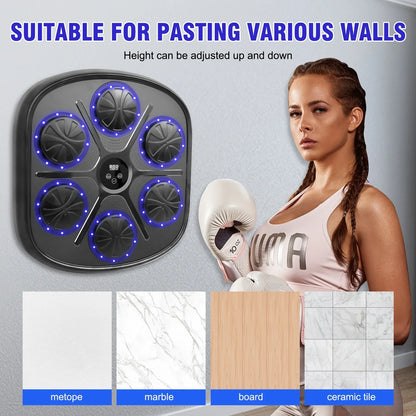 Baokaler Music Boxing Machine with Blue Boxing Gloves, 2024 Upgrade Intelligent Boxing Machine, Wall-Mounted Music Boxing Machine for Adults and Kids, Punching Pad Equipment for Home, Indoor, and Gym