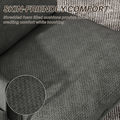 HomeZeer Metal Framed Sling Accent Chair, Living Room Accent Arm Chair with Removable Storage Bag, Linen Fabric Upholstered Leisure Chair for Reading Room, Grey