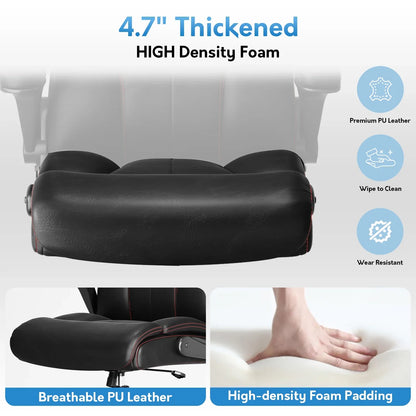 HomeZeer Executive Office Chair, Big and Tall Home Office Chairs 400lbs with Wide Seat, High Back Executive Office Chair with Adjustable Flip up Arm, Heavy Duty Leather Desk Computer Chairs, Black