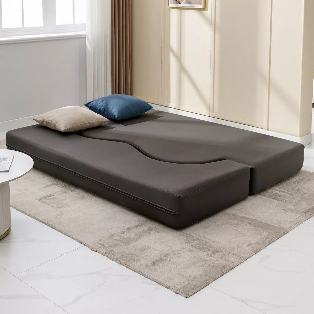 Mjkone Convertible Folding Sofa Bed with Memory Foam | Faux Leather Futon Couch for Living Room, Guest Room & Bedroom - Portable, Space-Saving