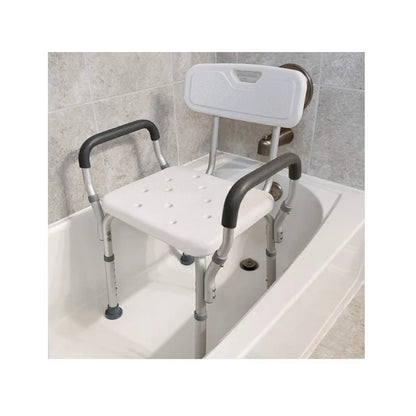 TNTANTS Shower Chair for Inside Shower with Armrests & Back, Upgraded Supports up to 350lbs Shower Seat with Padded and Grab Bar, Adjustable Height Shower Bench for Elderly Disabled