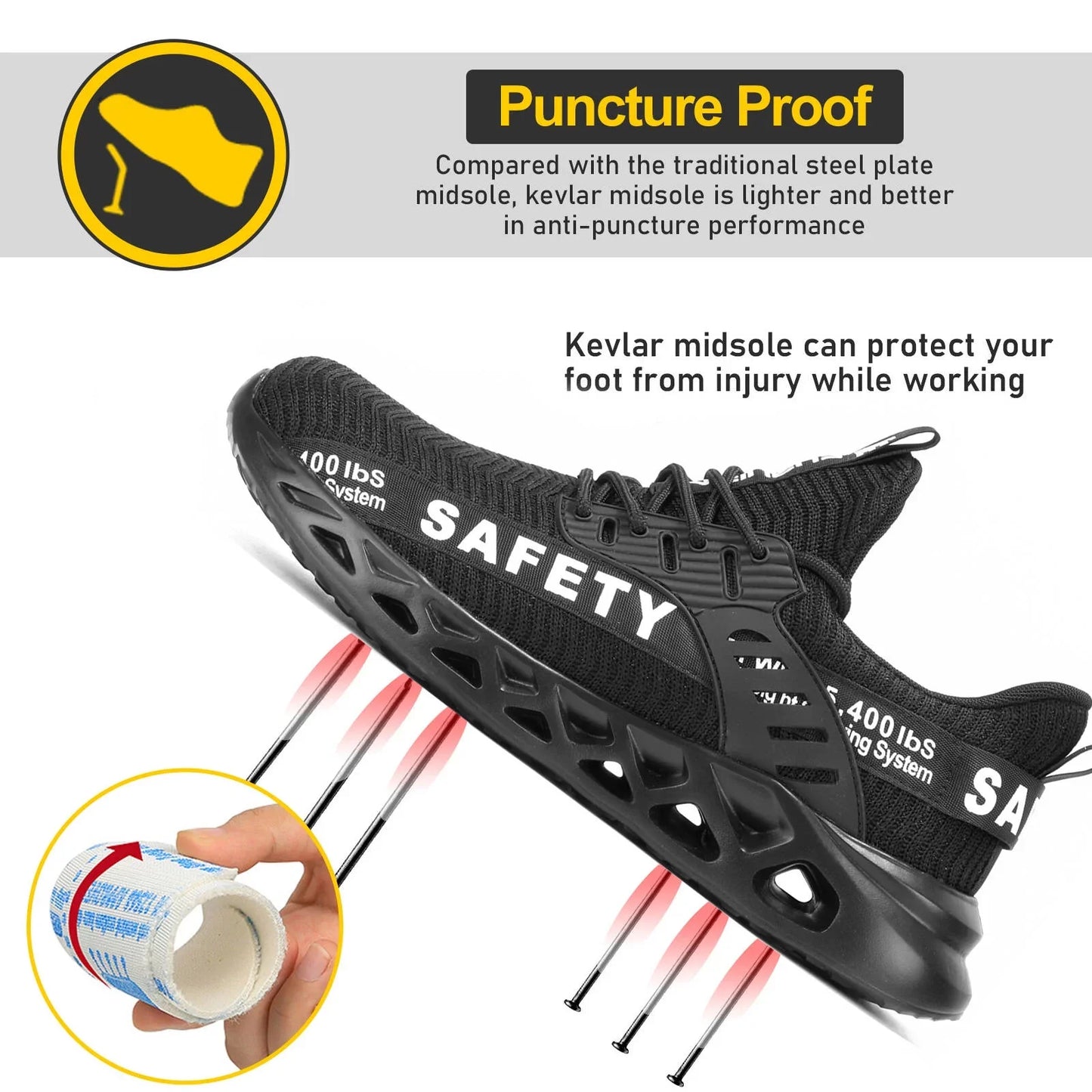 Furuian Steel Toe Shoes for Men Women Composite Work Shoes Comfortable Safety Shoe Lightweight Sneakers