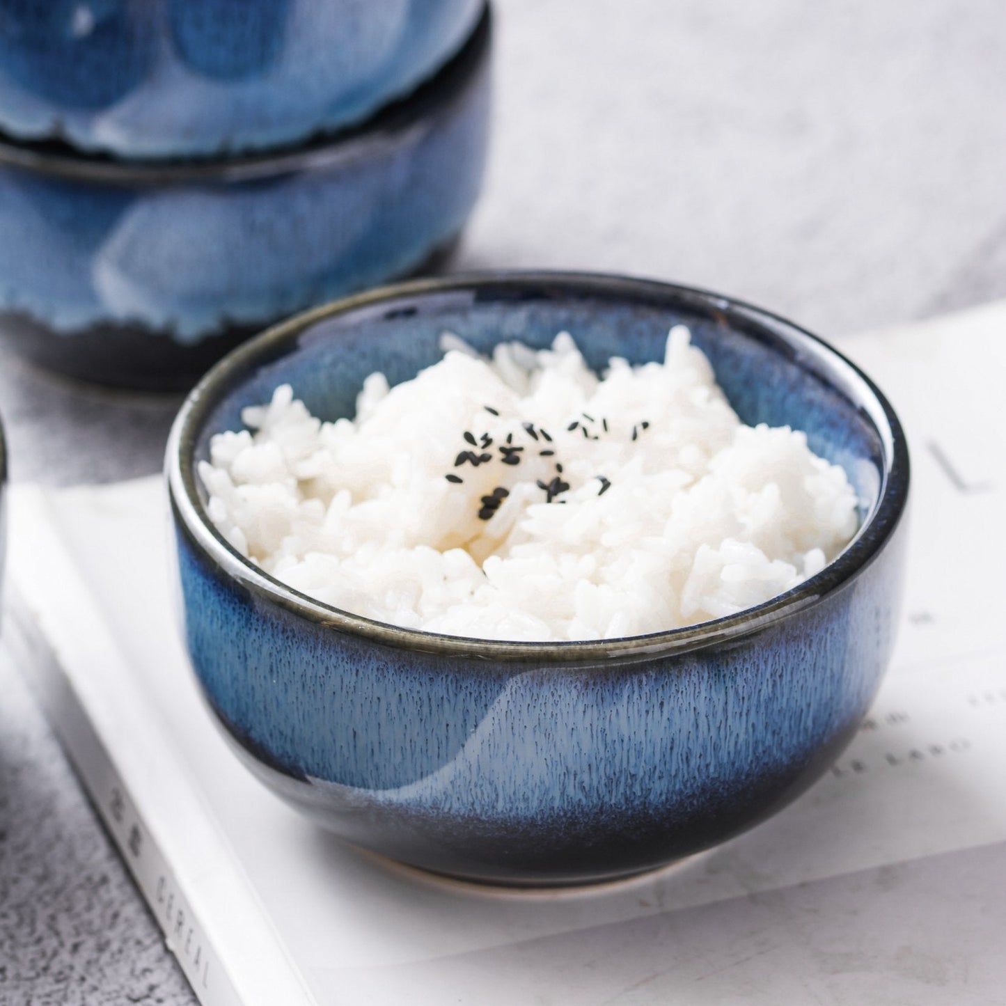 UNICASA Ceramic Small Bowls Dessert bowl - Porcelain 8 oz Bowl Set for Rice Soup Snack Ice Cream Side Dishes - Kitchen Serving Bowls Sets - Microwave and Oven Dishwasher Safe£¨Blue£©