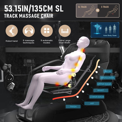 Massage Chair Full Body, 2024 4D SL-Track Zero Gravity Massage Chair Shiatsu Recliner with Mat, 9 Pre-set Auto-Programmed, Body Scan, Airbag Massage,Blackgrey