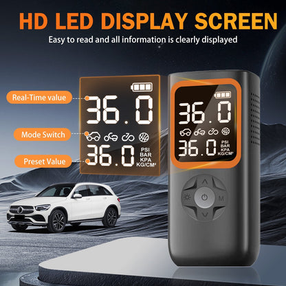 BAOKALER Tire Inflator Portable Air Compressor, Cordless Air Pump for Car Tires with Pressure Gauge & LED Light