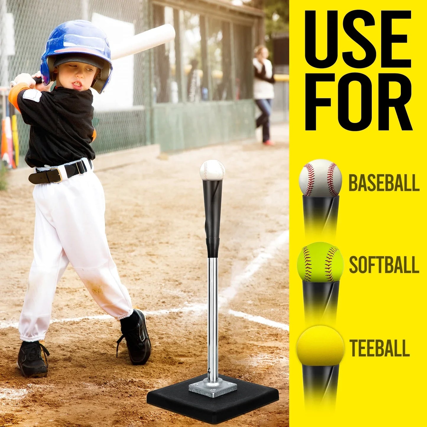 JASCOPRO Portable Batting Tee for Baseball, 25-37" Adjustments Easy Transport Premium Baseball Tee