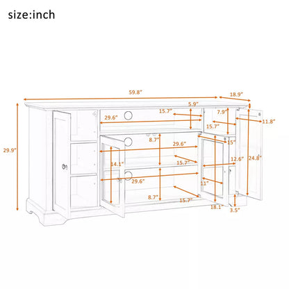 NicBex TV Stand for TVs up to 65 Inches,Modern Entertainment Center with 3 Cabinets and Adjustable shelves