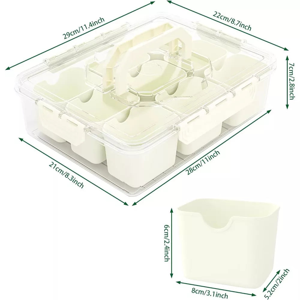 MaseiKar Divided Serving Tray with Lid, 9 Compartment Snack Box, Charcuterie Organizer, Snackle Box for Candy, Nuts, Fruits, Snacks