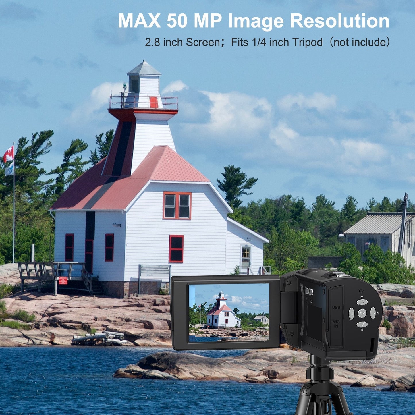 MARVUE Video Camera 2.7K Camcorder 50MP 16X Zoom Vlogging Camera for YouTube