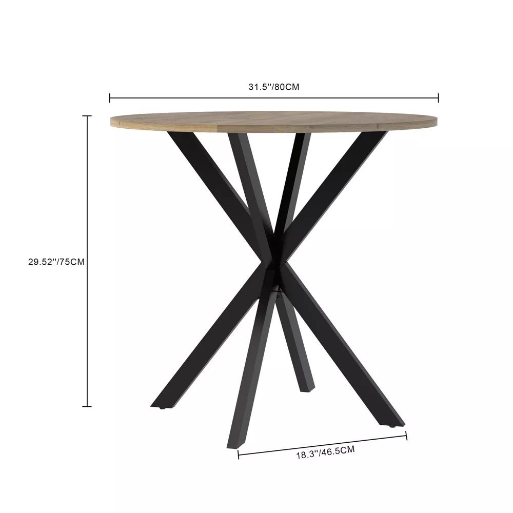 NicBex 31.5 Inch Round Dining Table,Modern Kitchen Table with Metal Legs for 2 to 4,Living Dining Room,Brown