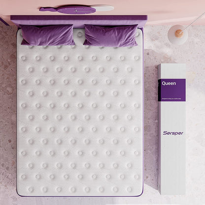 Queen Mattress, Serweet 10 inch Cooling Memory Foam and 5-Zone Pocket Innersprings Mattress for Motion Isolation/ Edge Support/Back Pain Relief, Medium Firm