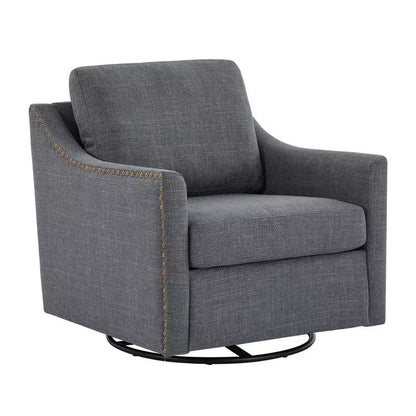 Hyleory Comfortable Linen Swivel Chair  Studded Accents, Smooth Rotation