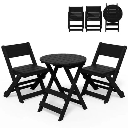 Hyleory 3 Piece Patio Bistro Set  Foldable Table  Chairs with Coffee Table, Lightweight for Balcony, Garden, Apartment ,Weather Resistant