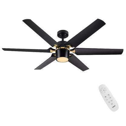 BestParts Ceiling Fan with Light, Modern Remote Control Fan, Quiet Reversible Motor, for Large Rooms, 60 Inch, Matte Black ABS Blades