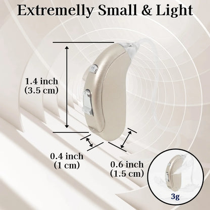 Delmicure Hearing Aid VHP-702 - Digital Hearing Aid for Adults with Replaceable Battery: BTE Device with Adjustable Volume and Mode, Clear Voice with Noise Cancelling Chip, Lightweight Design