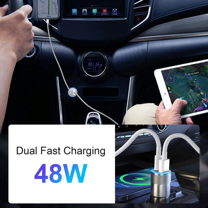Car Charger, Quick Charging 48W 2 Port USB C & USB A Car Power Adapter PD QC