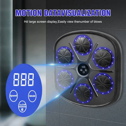 Baokaler Music Boxing Machine with Blue Boxing Gloves, 2024 Upgrade Intelligent Boxing Machine, Wall-Mounted Music Boxing Machine for Adults and Kids, Punching Pad Equipment for Home, Indoor, and Gym