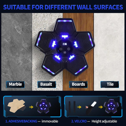 Intelligent Boxing Machine Exerciser with Gloves, Bluetooth and Music, Black