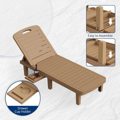 ECOPATIO Resin Adjustable Outdoor Chaise Lounges - Set of 2, Brown