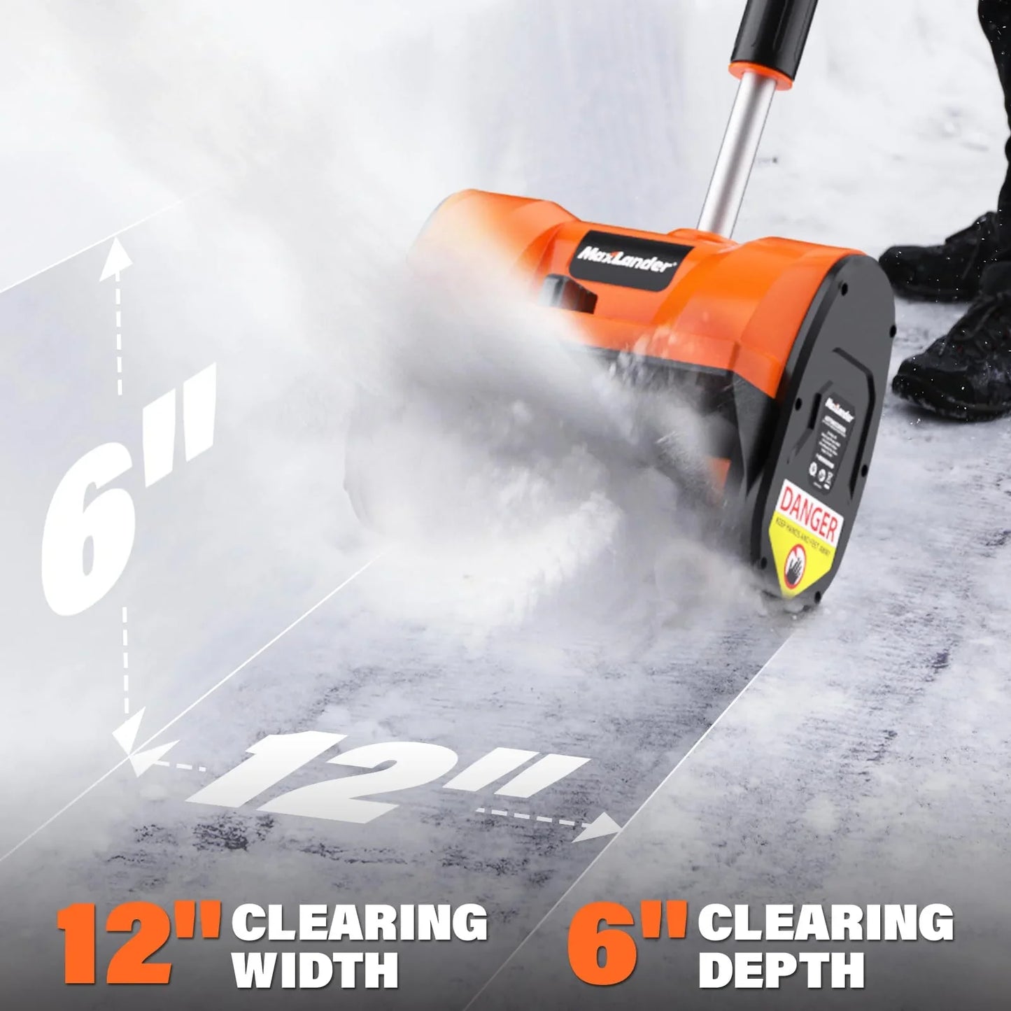 MAXLANDER Cordless Snow Shovel, 20V 12-Inch Electric Battery Snow Blower with Adjustable Handle (4.0Ah Battery, Charger and Cover Included)