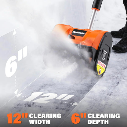 MAXLANDER Cordless Snow Shovel, 20V 12-Inch Electric Battery Snow Blower with Adjustable Handle (4.0Ah Battery, Charger and Cover Included)