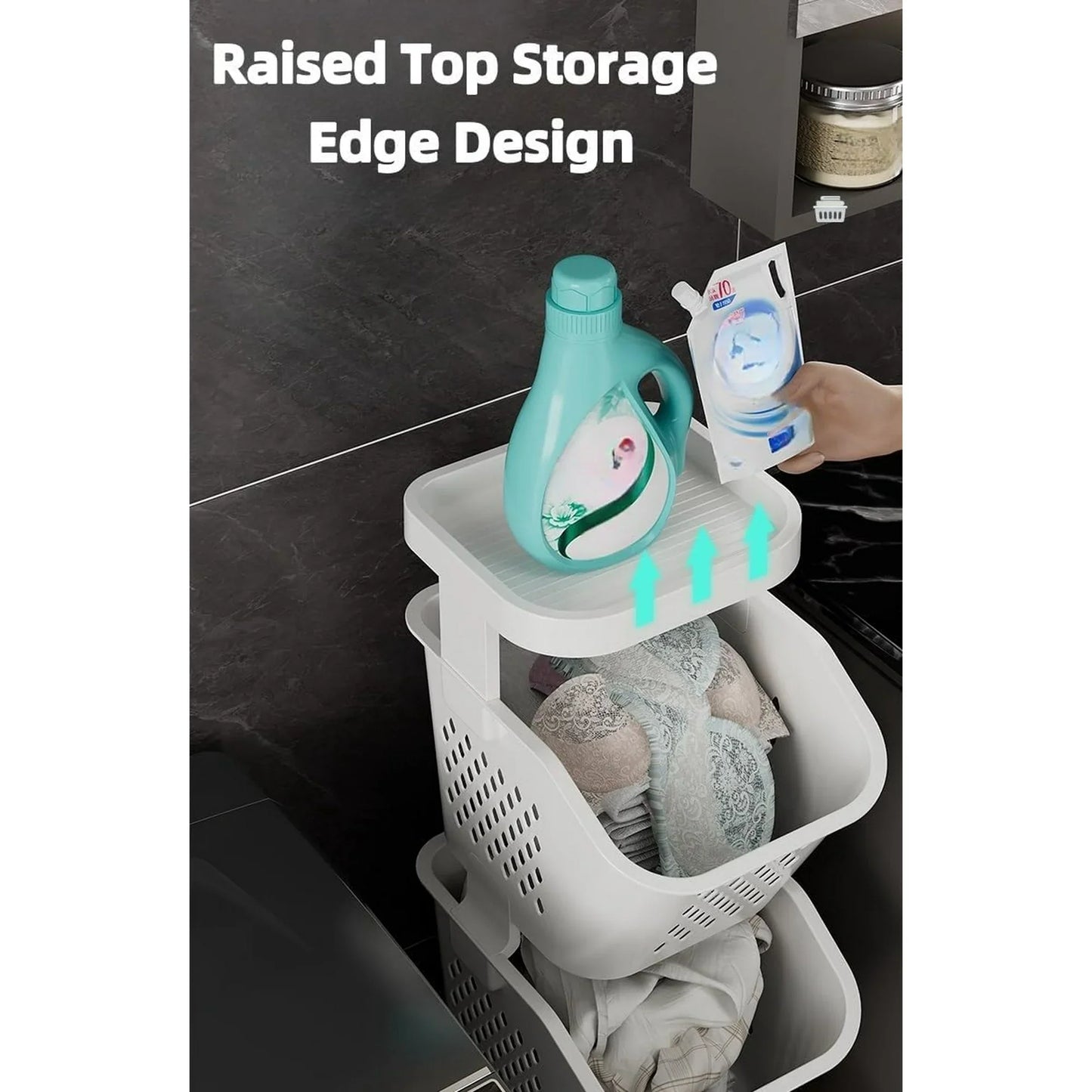 Laundry Hamper 3-Tier Laundry Basket Dirty Clothes Hamper Freestanding Clothes Cart Multi-Layer Basket Laundry Cart with Wheels | 360 Rolling Laundry Basket