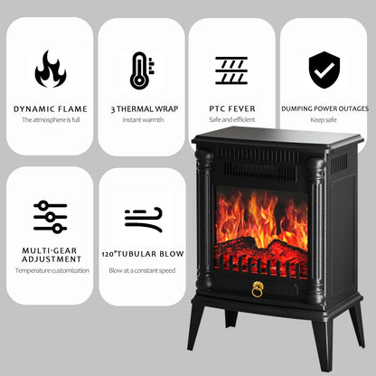 Baokaler 1500W Electric Fireplace Heater, 1300 sq ft Infrared Electric Fireplace with Realistic 3D Flame Effect, Electric Heater with Overheat Protection for Home Bedroom Office